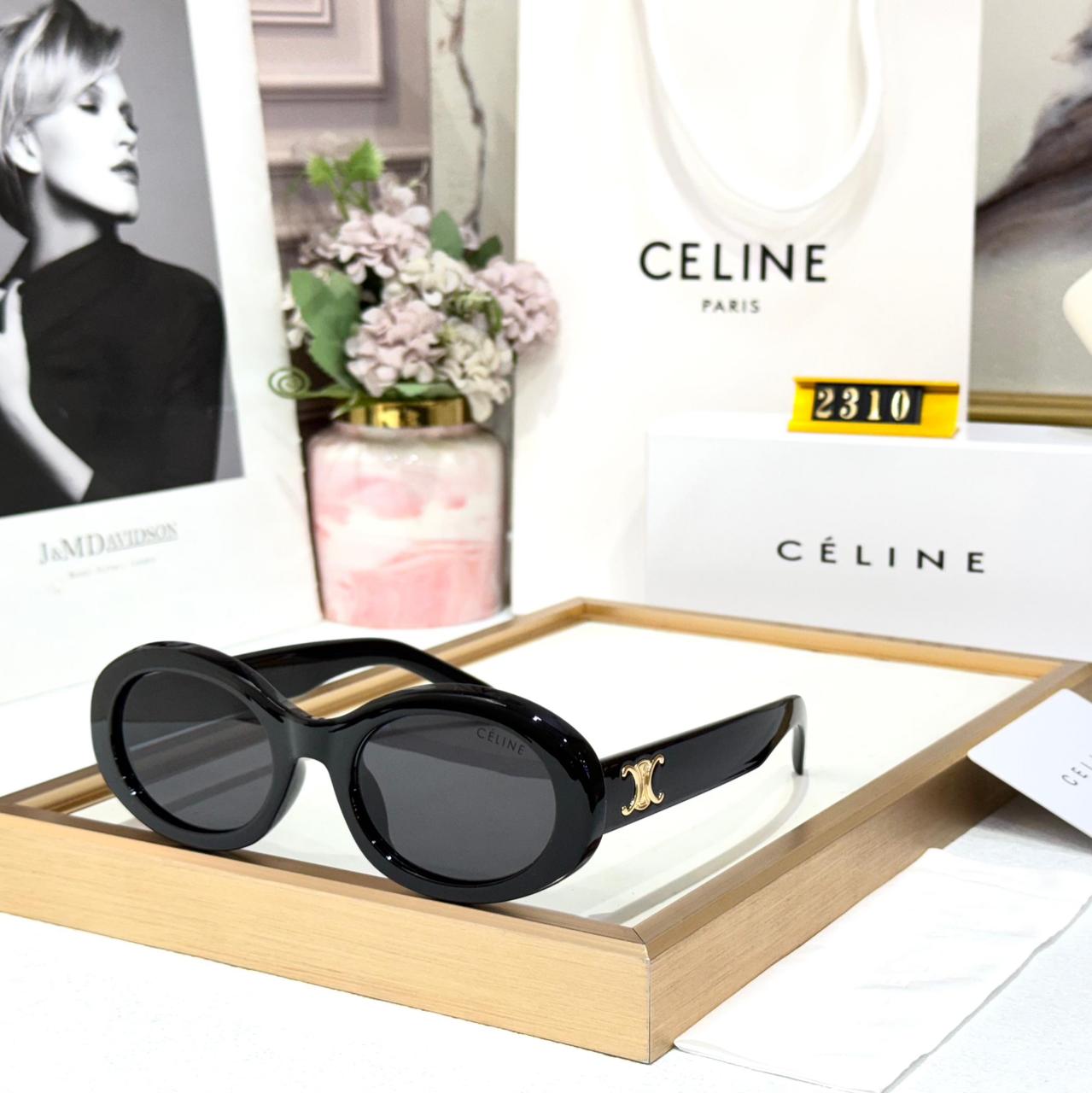 Celine Black Oval Sunglasses