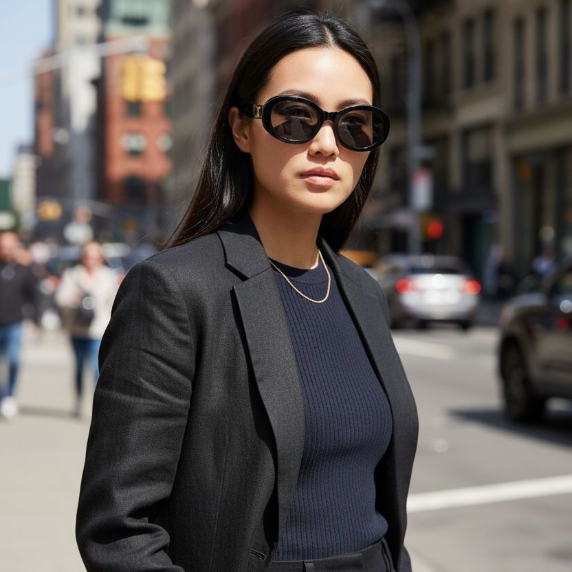 Celine Black Oval Sunglasses
