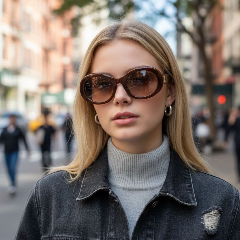 Celine Brown Oval Sunglasses