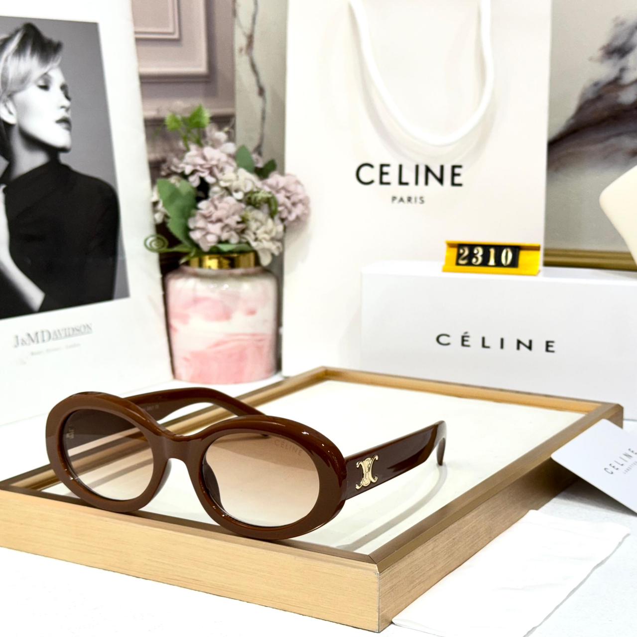 Celine Brown Oval Sunglasses