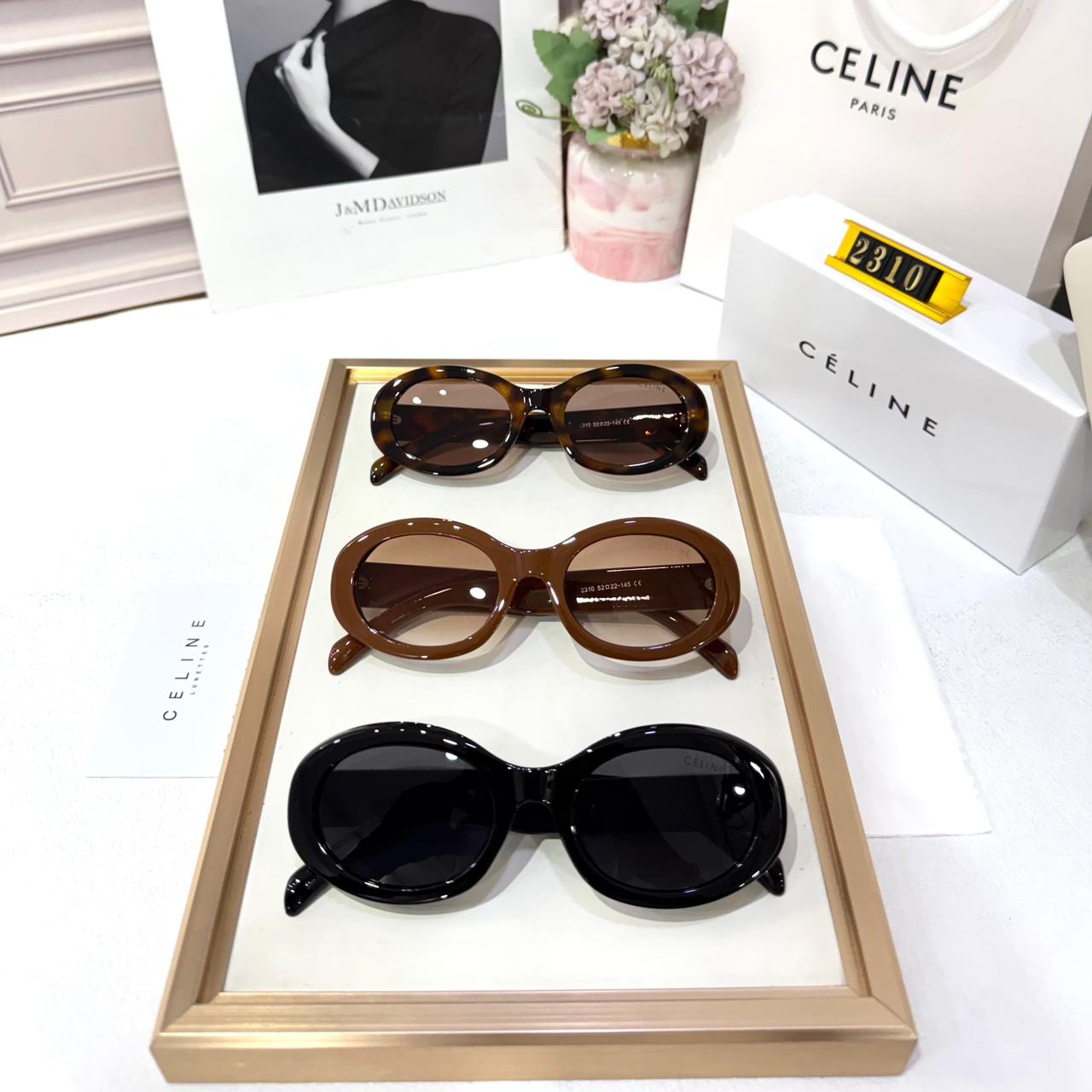 Celine Black Oval Sunglasses
