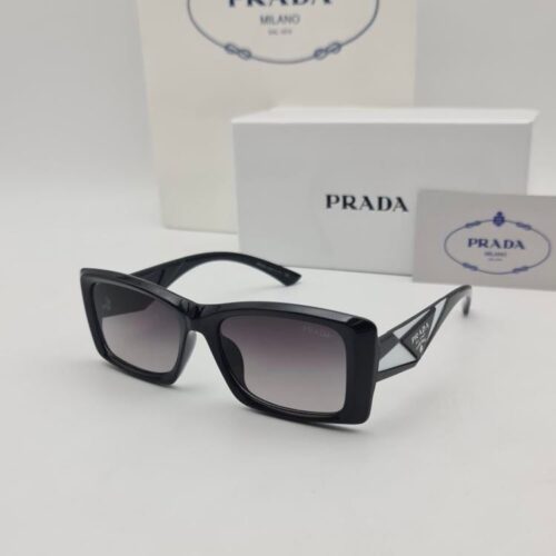 Prada White and Black Square Unisex Sunglass