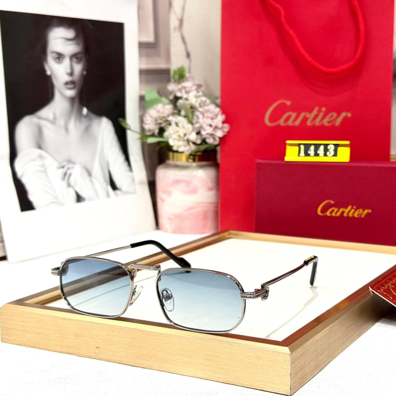 Cartier Silver Rectangular Sunglasses