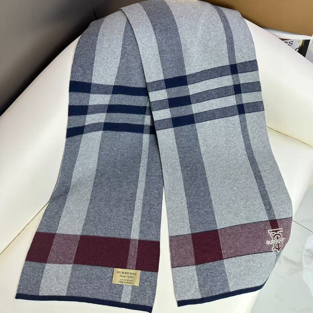WhatsApp Image 2026-01-09 at 8.51.58 PM Burberry TB Check Grey Maroon Unisex Muffler