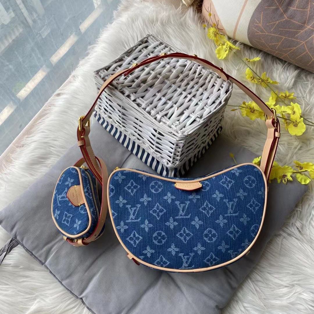 Louis Vuitton Croissant MM Monogram Denim Shoulder Bag