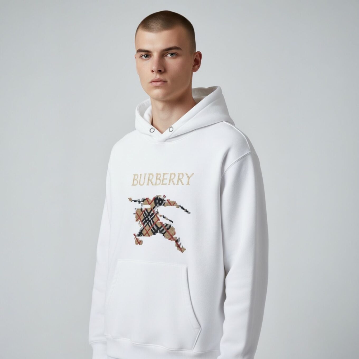 Burberry Knight White Full Sleeve Men’s Hoodie