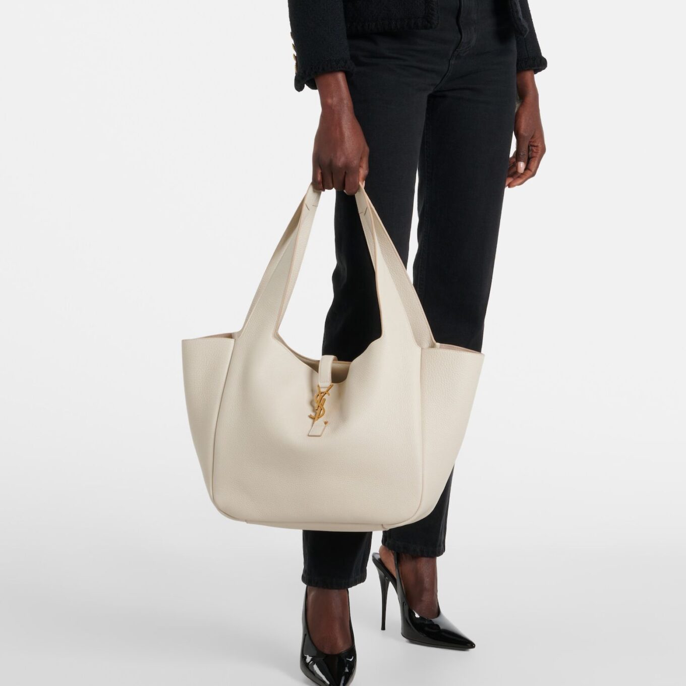 Ysl White Le 5 A7 Bea Tote