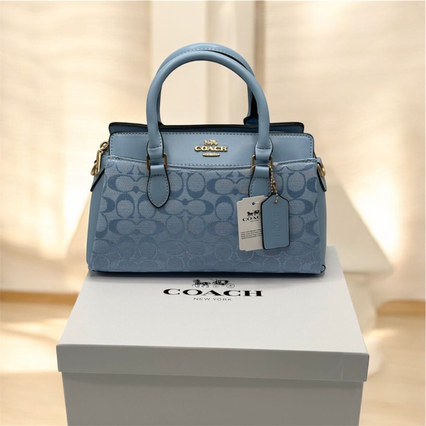 Coach Darcie Carryall Blue Medium Handbag (With Box)