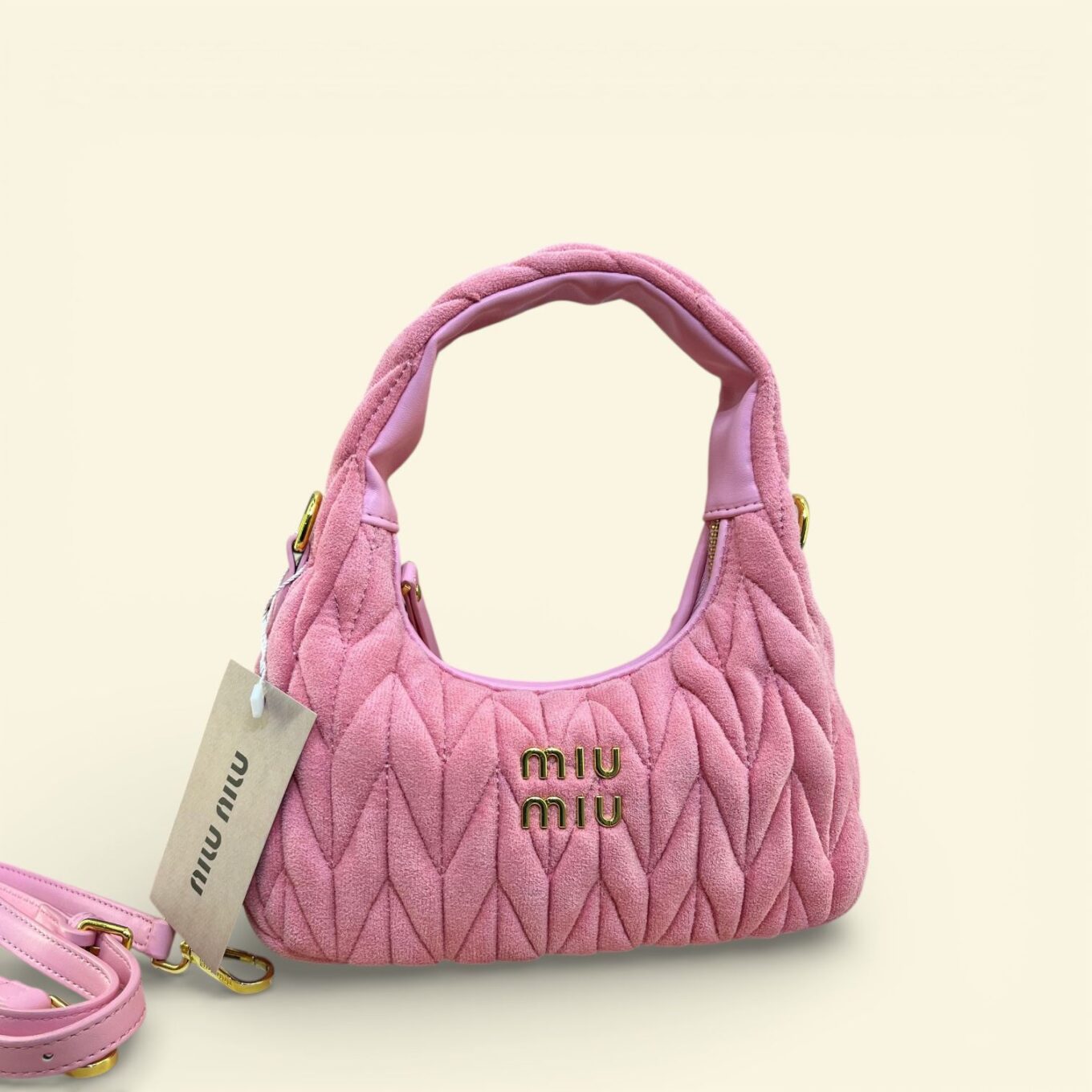 Miu Miu Wander Velvet Pink Shoulder Bag (With Box)