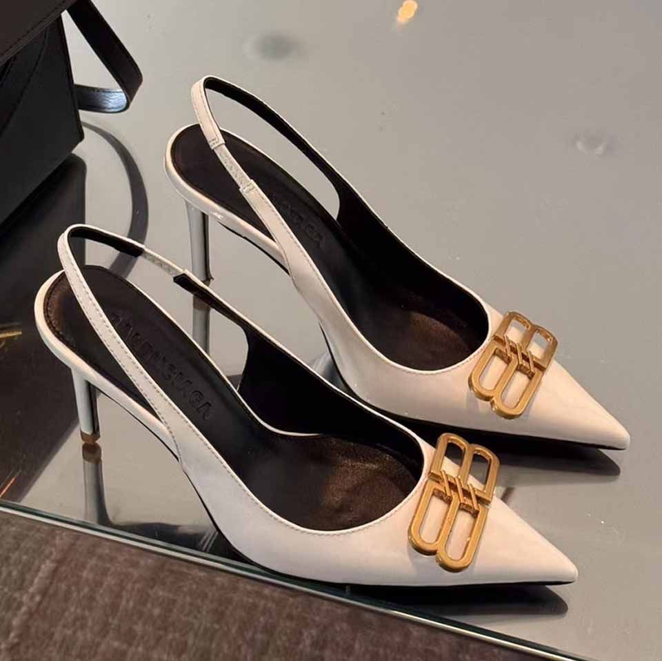 Balenciaga BB White Slingback Pump