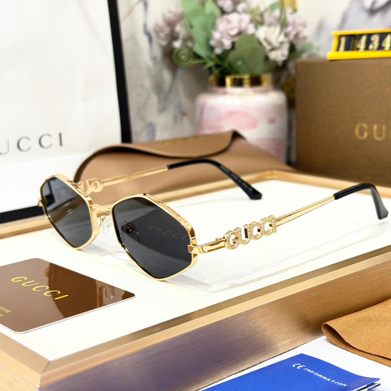 Gucci Hexagonal Black Sunglass For Women