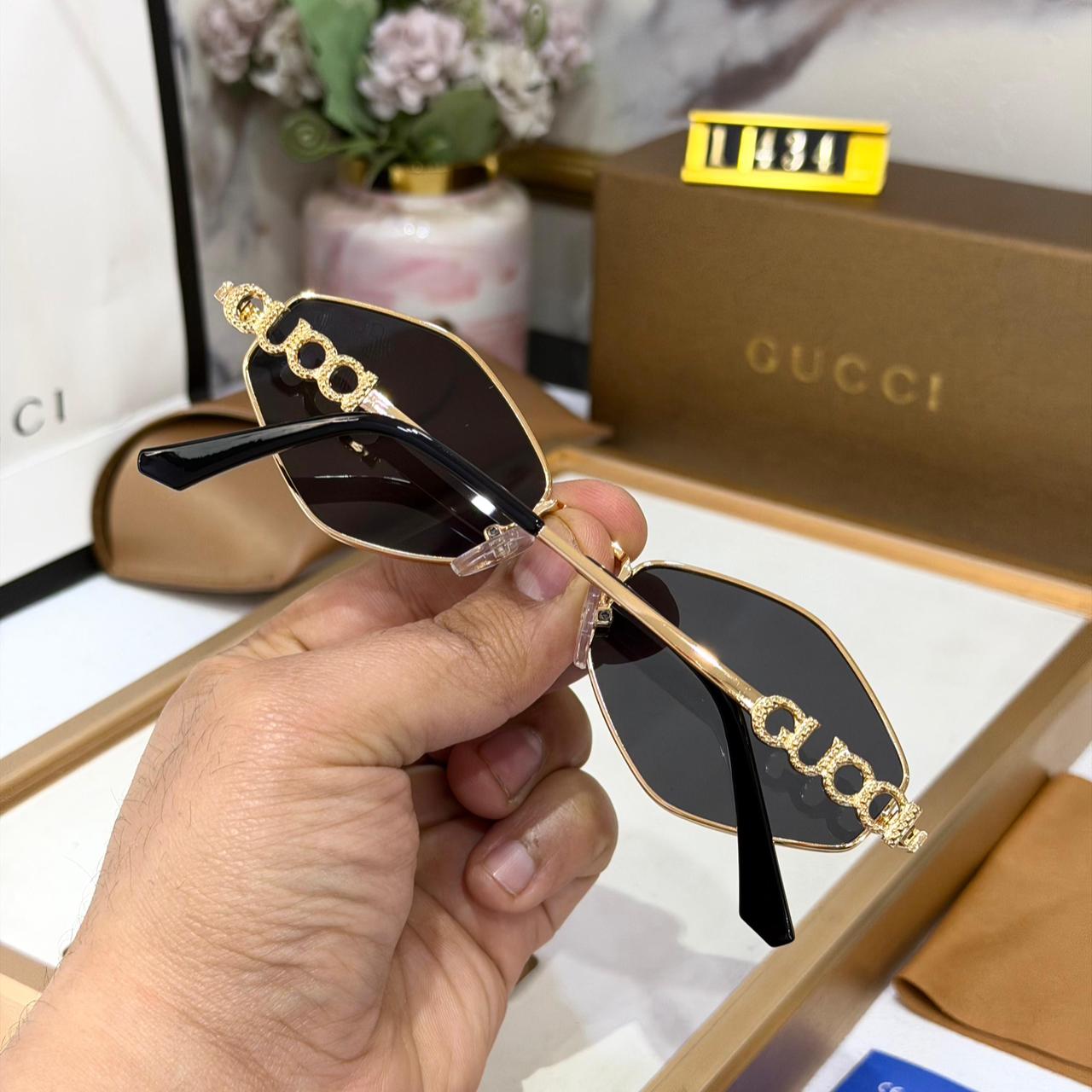 Gucci Hexagonal Black Sunglass For Women