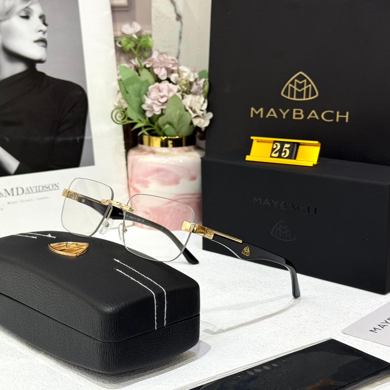 Maybach Black Frameless Optical Eyeglasses for Men