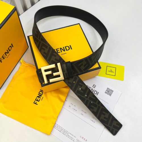Fendi FF Logo Buckle Reversible Coffee Men's Belt