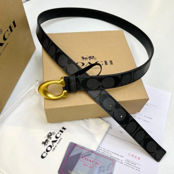 Coach Signature C Buckle Black Monogram Women's Belt