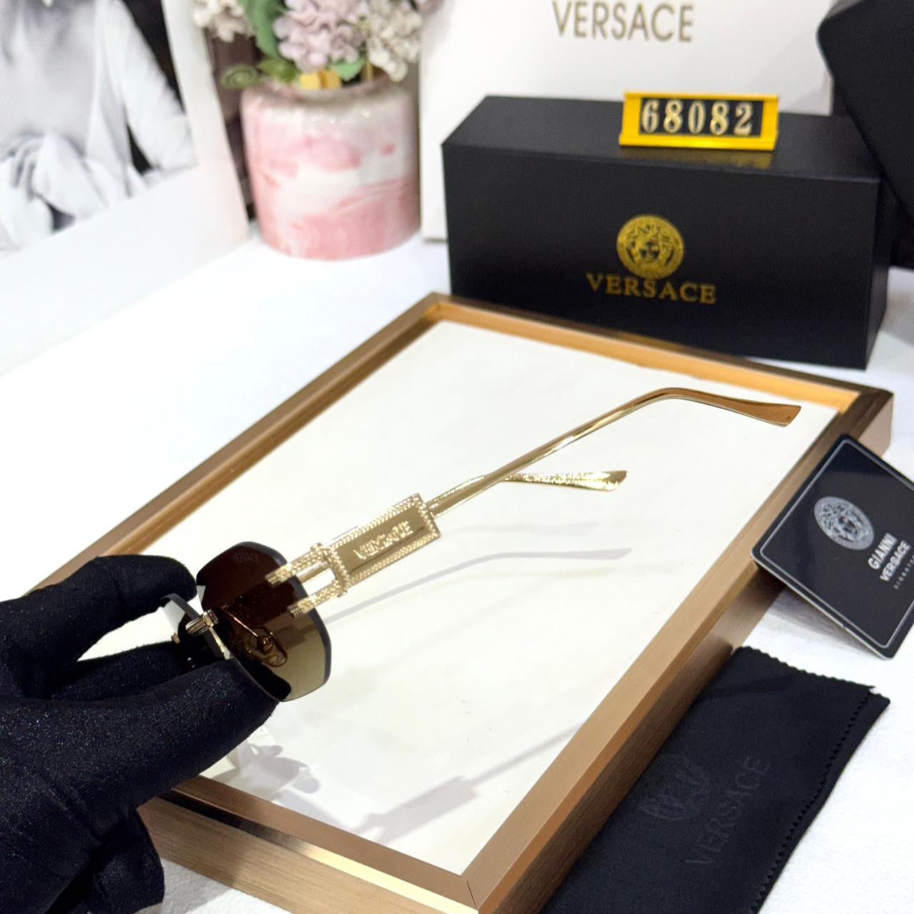 Versace Rectangular Brown Unisex Sunglass