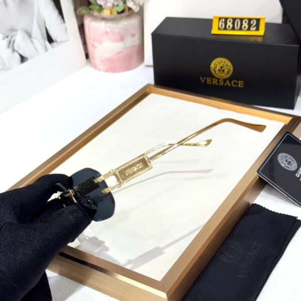 Versace Rectangular Black Tinted Unisex Sunglass