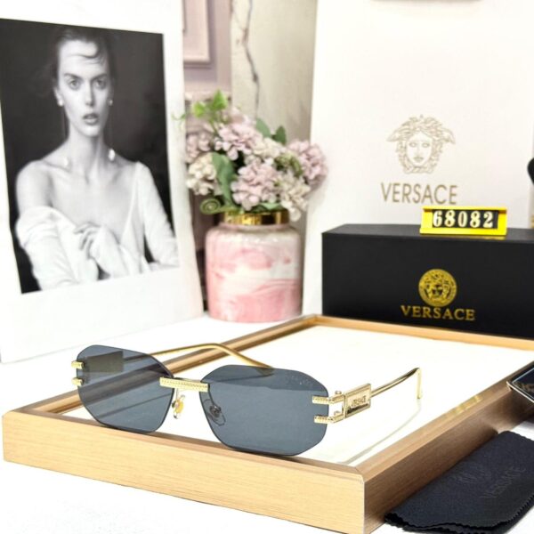 Versace Rectangular Black Tinted Unisex Sunglass