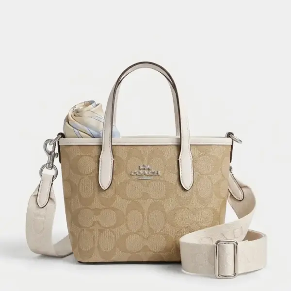 Coach Apricot White Mini City Tote (With Box)