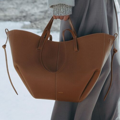 Polene Cyme Textured Camel Handbag