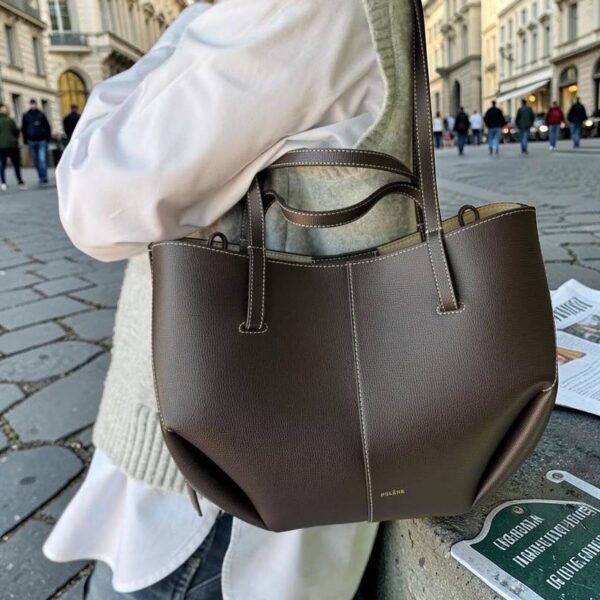 Polene Cyme Textured Ebony Handbag