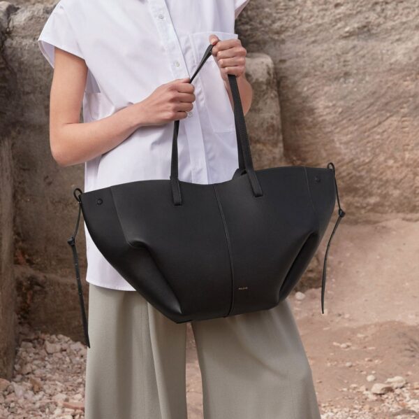 Polene Cyme Textured Black Handbag