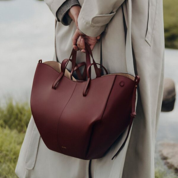 Polene Cyme Textured Maroon Handbag