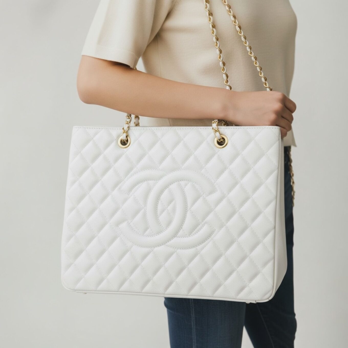 Chanel GST White Tote Bag