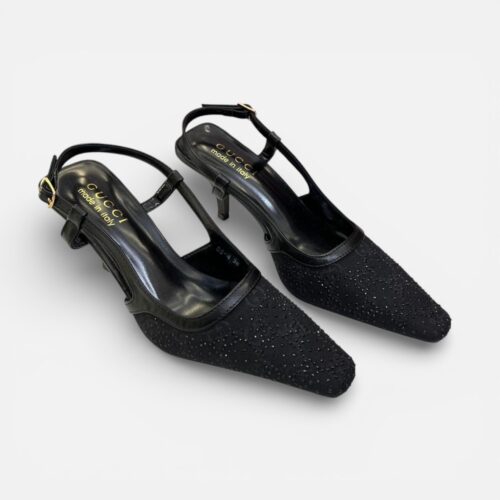 Gucci Black Canvas Heel