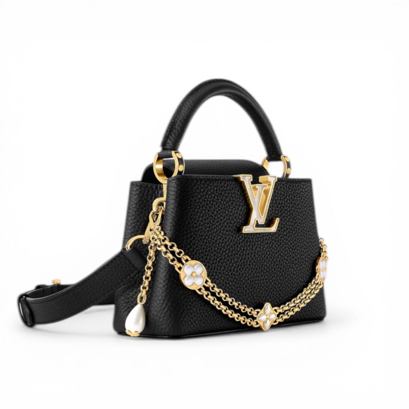 Louis Vuitton Capucines Mini Black Handbag (With Double Box Packaging)