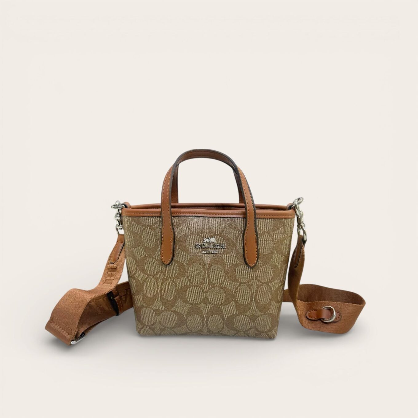 Coach Apricot Brown Mini City Tote (With Box)