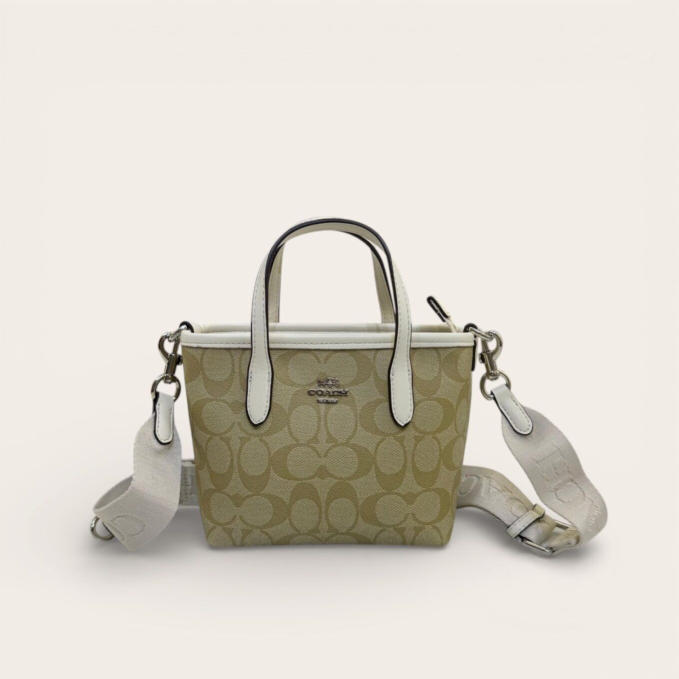 Coach Apricot White Mini City Tote (With Box)
