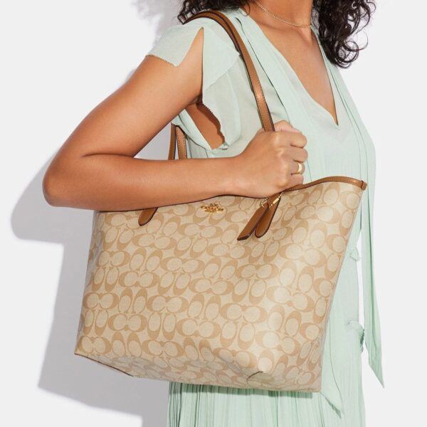 Coach Apricot Brown Large City Tote