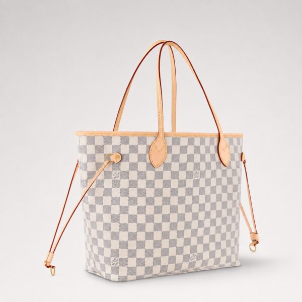 Louis Vuitton Neverfull MM White Check Premium Tote Bag (With Double Box)