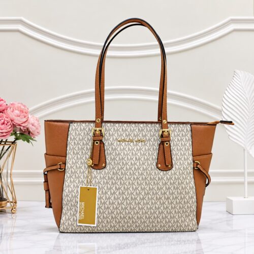 Michael Kors Beige Brown Voyager East West Tote