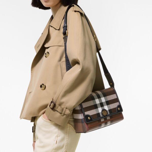Burberry Note Small Check Birch Brown Sling Bag (With Box)