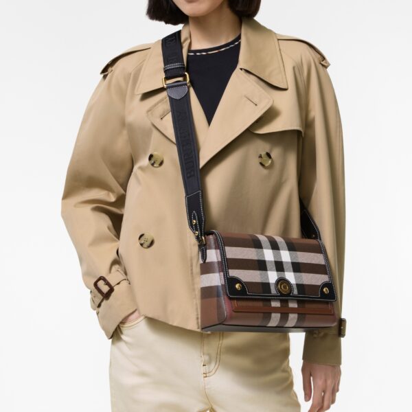 Burberry Note Small Check Birch Brown Sling Bag (With Box)