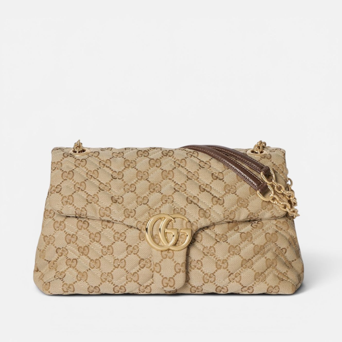 Gucci GG Sand & Brown Marmont Premium Shoulder Bag (With Double Box)