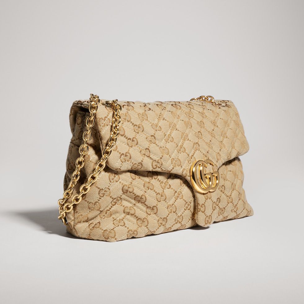 Gucci GG Sand & Brown Marmont Premium Shoulder Bag (With Double Box)