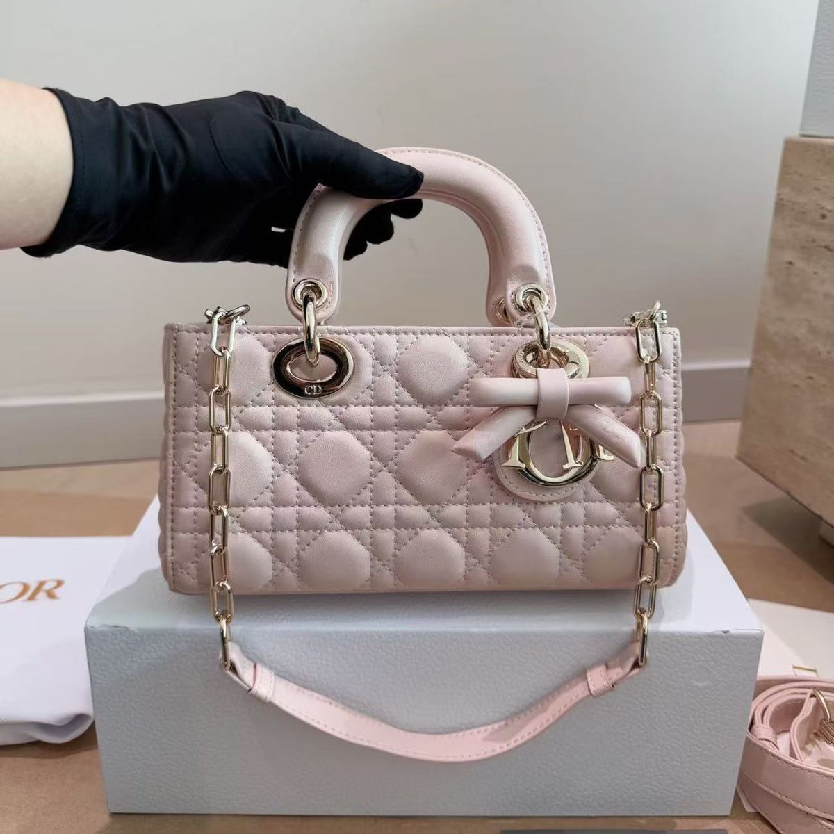 Dior Lady D-Joy Pink Premium Hand Bag (With Double Box)