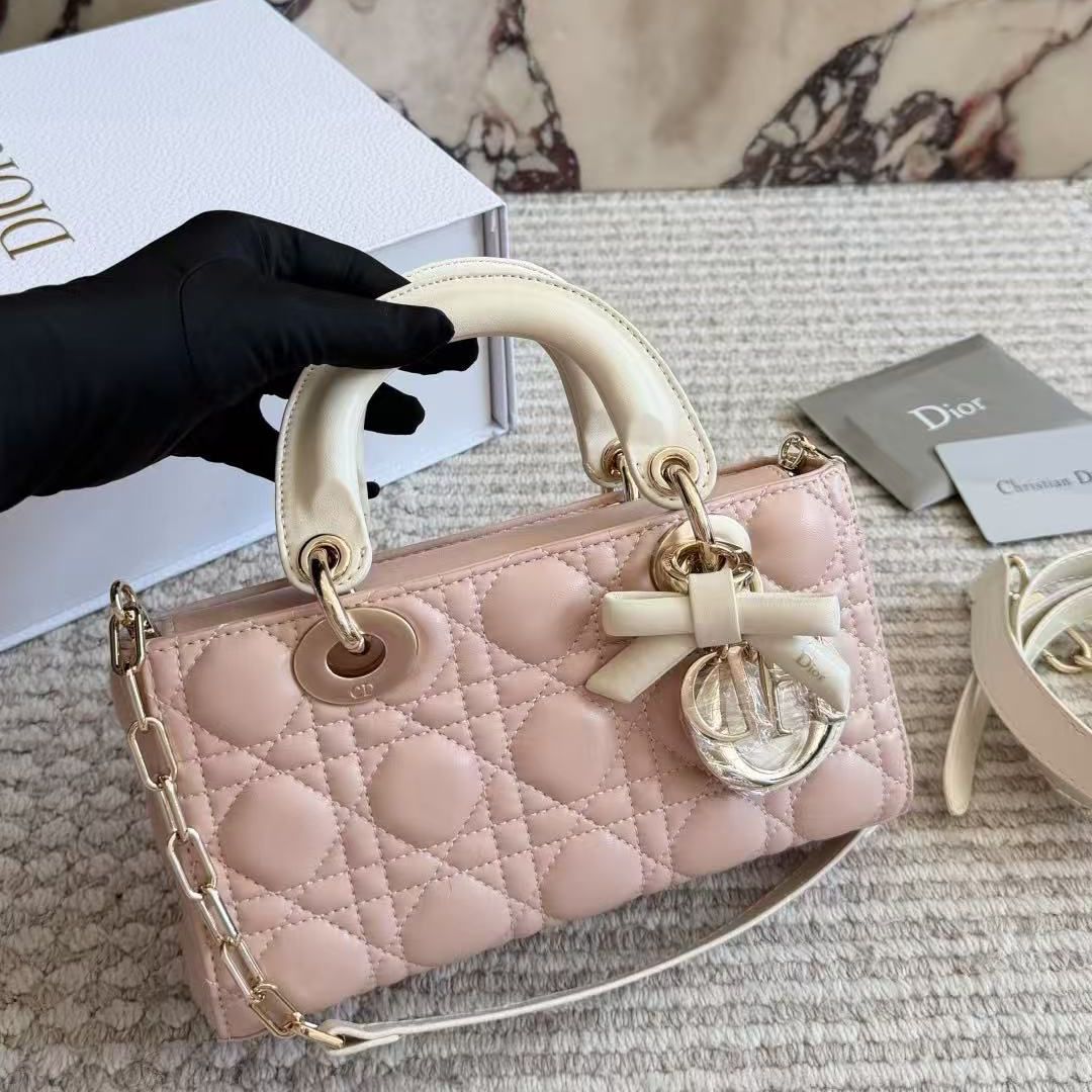 Dior Lady D-Joy Pink Beige Premium Hand Bag (With Double Box)