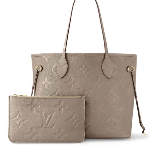 Louis Vuitton Empreinte Khaki Embossed Neverfull Bag(With Box)