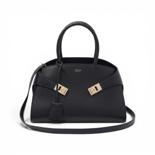 Salvatore Ferragamo Black Hug Satchel Handbag (With box)
