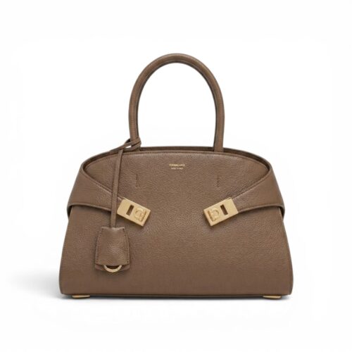 Salvatore Ferragamo Khaki Hug Satchel Handbag (With box)