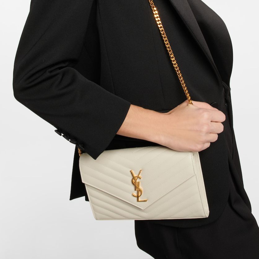 YSL White Envelope Sling Bag (With Box)
