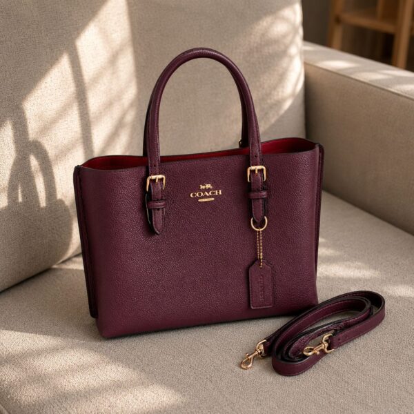 Coach Mollie 25 Maroon Tote Bag (With Box)