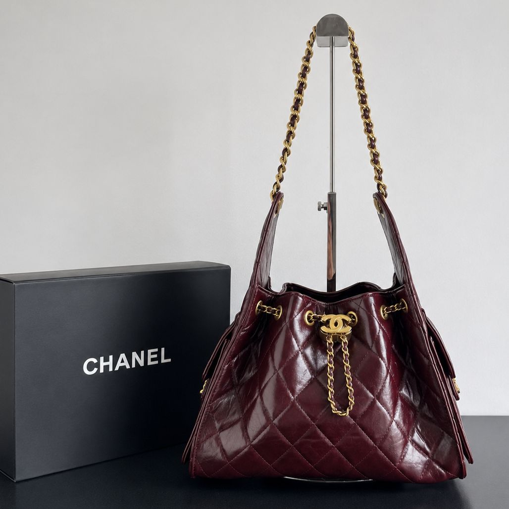 Chanel Iconic 25 Wine Premium Handbag (With Box)