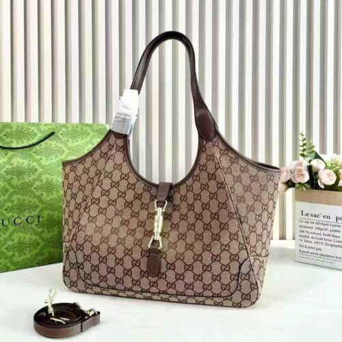 Gucci Mercato Sand & Brown GG Tote Bag