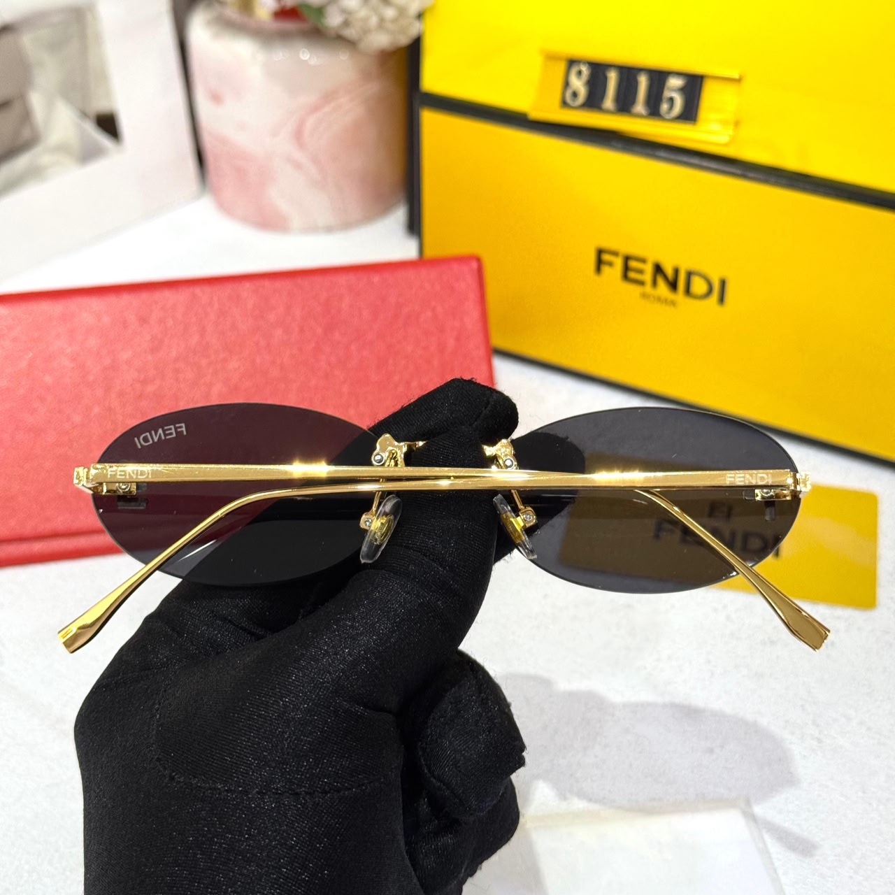Fendi Crystal Oval Black UV Protected Women’s Sunglass