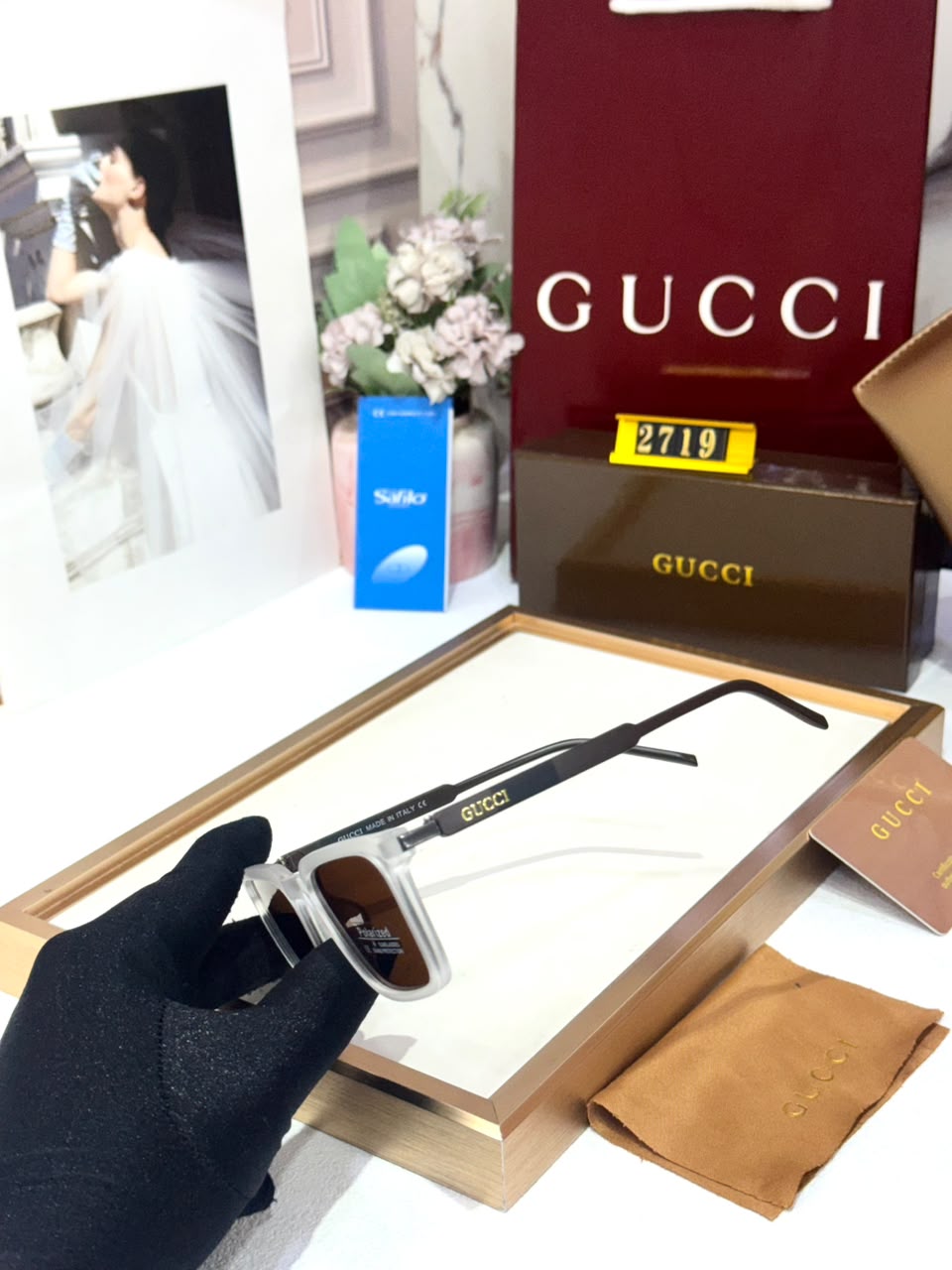 Gucci Polarized Square All Black Sunglasses